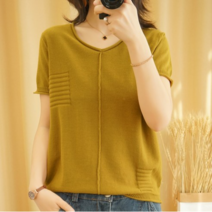 레이디 매직(lady magic) (국내당일배송) 여성 여름 반팔 니트티 시원한 슬림 니트셔츠 빅사이즈 여성 니트티