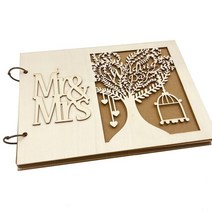 웨딩 방명록 게스트북 결혼식 Mr & 웨딩 게스트 북 맞춤형 소박한 나무 DIY 사진 서명 책 메모리 앨범, 02 30 pages