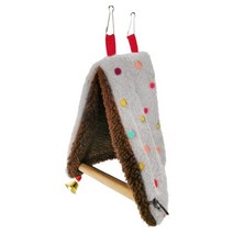 Sheltering Bird Hut Nest Perch 스탠드 플러시 텐트 다채로운 구슬과 벨 앵무새 침대 앵무새의 일종 케이지 매달려 장식, 삼