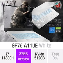 MSI GF시리즈 Sword GF76 A11UE_화이트 [블랙색상으로 대체출고됩니다], 32GB, 512GB, 윈도우 미포함