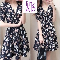 링크어패럴 나비무늬 여성원피스 여성미니원피스 여성반팔원피스