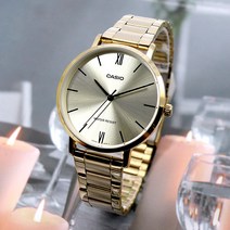 카시오 LTP-VT01G-9B 여성 슬림 금장 메탈 시계