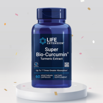 Life Extension 라이프 익스텐션 Super Bio-Curcumin 바이오 커큐민 60베지캡슐 근경 쿠르쿠마 리좀 투메릭 뿌리줄기 커큐미노이드 튜메릭, 1개, 60정