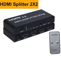 스플리터 HDMI 2.0 분배기 Toslink Axu 포트 5.1 CH HDR 스위처 PS5 PS4 프로 애플 TV용 4K 60HZ 1X2, [02] HDMI Splitter 2X2, [01] USB power cable