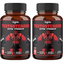 아고비 최고급 허브테스토스테론 테스트레벨부스터Herbal Testosterone-Booster 9200 mg 남성강화 보충제 효율 속도 강도 유연성 개선 영양, 60캡슐 x 두 병