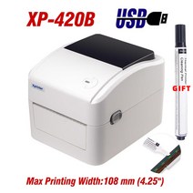 라벨프린터 네임택 라벨링기 포스트잇라벨지 가정용 xp-420b 4 인치 열 배송 라벨 프린터 25-115mm 바코드 스티커 인쇄 기계 usb 블루투스 종이 룸 windows, 영국 플러그