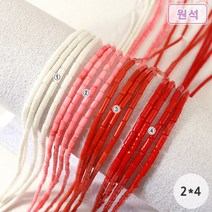 비즈아이 [5500-01]원석(원통막대) 약2*4mm 산호 [0.5줄(약40개)], 2.핑크(약40개)