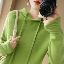 겨울 가을 풀오버 긴 소매 스웨터 여성 와이드 루즈핏 캐쥬얼 두꺼운 이너 니트 보온 후드티셔츠