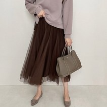 마이시즌 여성용 이중 플리츠 샤스커트