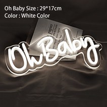 Led 네온 사인 생일 축하 투명하고 유연한 아크릴 야간 조명 오 베이비 웨딩 파티 룸 장식, 10 oh baby3_02 EU