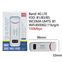 4g3g lte 라우터 무선 usb 동글 150mbps 모뎀 스틱 wifi 어댑터 휴대용 모바일 네트워크 핫스팟 라우터(sim 카드 슬롯 포함), 5개, 흰색 4g