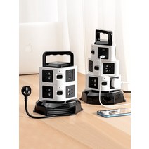 타워형 멀티탭 스탠드 고용량 수직 고전압 세로, 상세이페이지 참고, 2층 (슬롯 7개 + USB)케이블길이1.8m