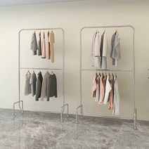 이동식 행거 2단 철제 옷장 선반 행가 스테인리스, 150 x 180cm