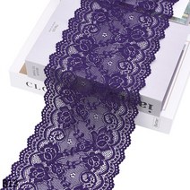 인도원단 아프리카 레이스 패브릭 자수 흰색 트림 15cm 리본 의류 탄성 DIY 공예 바느질 용품 12 야드, 13 B13 purple_01 1yard