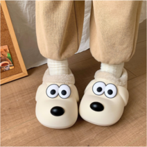 털실내화 겨울철 미끄럼 방지 따뜻한 사무실 슬리퍼 거실 강아지 실내화 거실화 아이보리