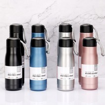 BUyuS스트랩 보온병/420ml 운동 등산 이중스텐 텀블러 라이더 보온보냉 550ml 텀블러 스포츠물병 데일리굿딜 브이숍, 420ml 블랙