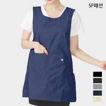 주머니가 있는 얇고 가벼운 앞치마 원피스형 가운 유니폼, L, 연회색(sfwae215)