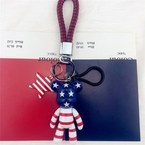 열쇠고리 개성 그래피티 낙서 DIY 폭력 팬시 남성 여성 커플 곰돌이 차 책가방 쁘띠 행거 2700398423, 미국 깃발기 곰 -삼대 레드 끈 -레