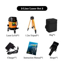 다기능레이저수평기 광파기 Makeda 25 라인 셀프 링 360도 로터리 전문 수평 수직 크로스 그린 빔 도구, 2줄 세트2