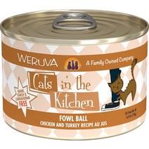 Weruva Cats in the Kitchen 가금류 치킨 칠면조 Au Jus 그레인프리 고양이 사료 통조림, 6-oz case of 24