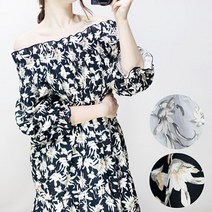 [MYLABU] 스모크 오프 숄더 원피스 플라워 패턴 허리밴딩 해변원피스 바캉스룩 휴가원피스