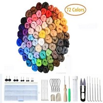 뜨개질 도구 키트 코바늘 대바늘 세트 색상 인형 양모 바늘 양모 로빙 크로 셰 펀치, 72colors 펠팅 키트