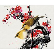 DIY 정물화 봄 여름 가을 겨울 새 꽃 나무 벚꽃 원앙 풍경 커플 선물 그림 그리기, C + 50x65