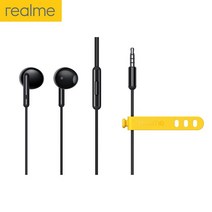 헤드셋마이크 블루투스헤드셋 게이밍헤드셋 Realme-버즈 클래식 이어폰 3.5mm 유선 이어버드 하프 인 내장, 02 Black