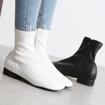 스판 가죽 둥근코 앵클부츠 2.5cm
