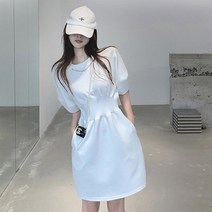 코지 여자 블랙앤화이트 미니멀 캐주얼 스타일 미니원피스