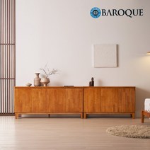 바로크가구 데르트 원목 티비다이 높은 거실장세트 2.8m, 네추럴