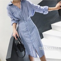 루디아 [당일출고]요하 허리 핀턱 셔츠 원피스
