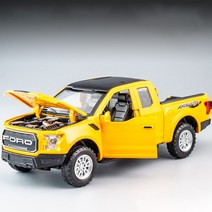 132 포드 랩터 F150 합금 다이 캐스트 자동차 모델 사운드 라이트 픽업 트럭, 7.Yellow 2