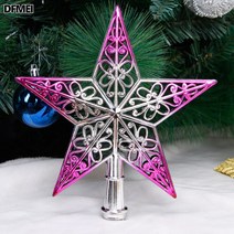 20cm 트리탑스타 입체 펀칭 브라이트 플라스틱 오각별 트리 장식 트리탑스타, 로즈 레드