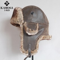 트루퍼햇 겨울 방한 스키 썰매 캠핑 귀도리 군밤모자, 브라운 레더/브라운 플러시 XL(60cm이상)