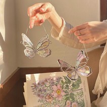 handmade 입체나비 스테인드글라스 썬캐쳐 2type 봄 꽃 버터플라이 인테리어 키링