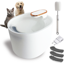 Coububu 고양이 강아지 정수기 + 리필 필터 3p + 세척솔 1p, 흰색