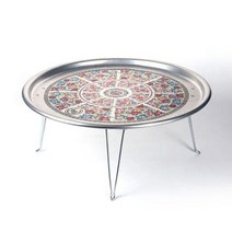 오봉상 양철 둥근 밥상 잔칫상 둥근상 양은상 옛날상 레트로 자취 술상 빈티지 복고 시골, 56.5cm