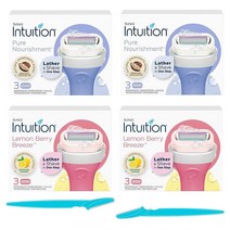여성용 면도기 리필 유기농 알로에 민감한 피부 Intuition 면도날 4개 팩 (민감성) 598784, Lemon Berry & Nourishment