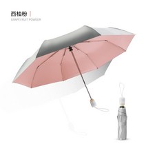 세 배 초경량 자동 Upf50 + 티타늄 실버 들어 갔어 우산 자외선 방지 여성 자외선 차단 우산 듀얼 목적 태양 우산, 자동 자몽 분말_21 인치 8 뼈