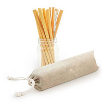 지구 no 플라스틱 환경 보호 다회용 세척 평생 천연 대나무 빨대 스트로우 솔 세트, 대나무빨대 10개 빨대솔 파우치 세트