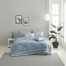 [알레르망] 에드윈2 차렵이불 D 2종세트 블루 차렵이불1P + 패드1p