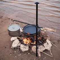 느낌 캠핑 일자형 바비큐 BBQ 그릴 회전 화로대 불판 철제 선반 접이식