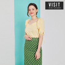 비지트엔와이스튜디오 하트넥 퍼프 스트랩 블라우스 VX5SSE8