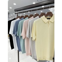 트루젠 남자 워셔블 물세탁 가능한 데일리 코드템 레귤러 반팔 카라 니트 탑 티셔츠 7컬러