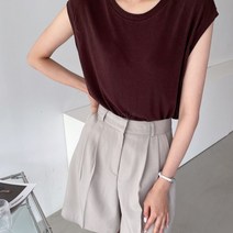 [바보사랑] 여자 민소매 출근룩 DOLMAN 데일리 스판 나시 티셔츠[옷자락]