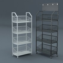 슈퍼마켓 진열대 편의점 선반 디스플레이 랙 마트 철제 수납, 흰색강화  50 x 27 x 143 15후크