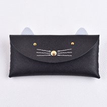 [레더키트]가죽공예DIY키트 고양이캐릭터 필통만들기 1세트 천연사피아노 7색-유치원 초중고 방과후 센터 수업재료, 사피아노, 블랙