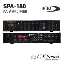E&W SPA-180 PA앰프 180W 6존 볼륨조절기능 USB플레이어 튜너 챠임 사이렌 멀티앰프 방송앰프 믹싱앰프
