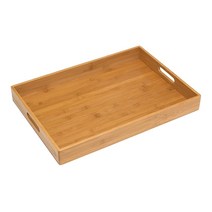 손잡이가 열린 대나무 서빙 트레이 저녁 식사 차 바 아침 트레이-35*22cm, 35x22x4cm